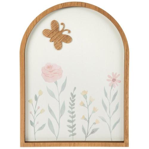 Butterfly & Flowers Arched Wood Wall Decor