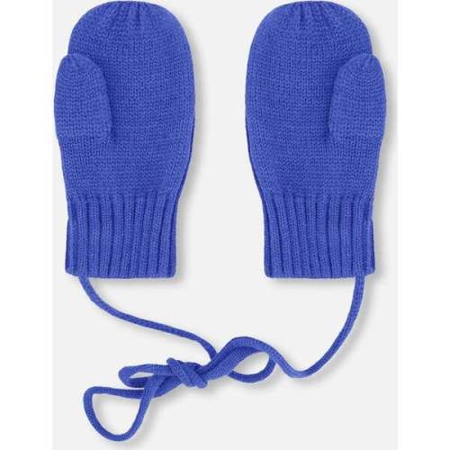 Baby Knit Mittens With Cord, Royal Blue - Deux par Deux | Maisonette