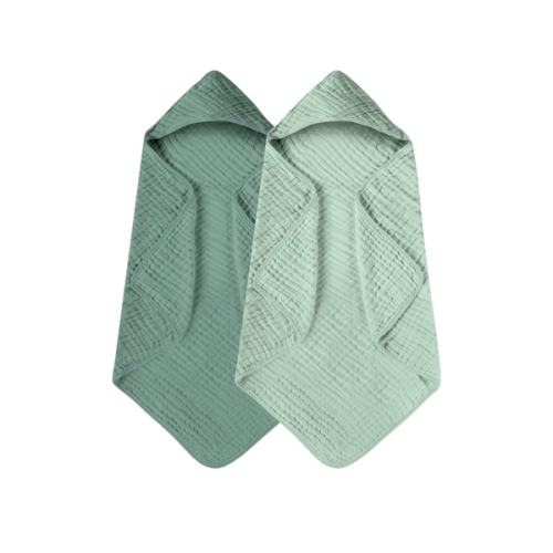 Yoofoss Hooded Baby Bath Towels 2 Pack 100% Muslin Organic Cotton with Hood
