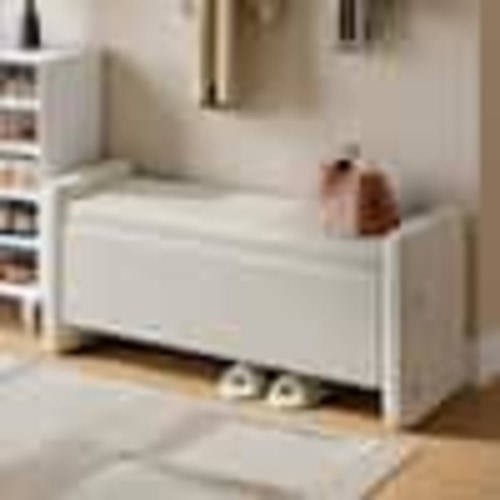 Bestier 44 in. Velvet Rectangular Striped Ottoman Bench with Storage in Off-White USTHDCZUS-B1000211B-OWHTPM-M