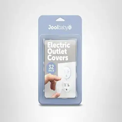 Jool Baby Outlet Covers (32 Pack) for Child Safety - Easy Adult Removal, Plug Protectors for Baby Proofing Electric Sockets - Transparent Design