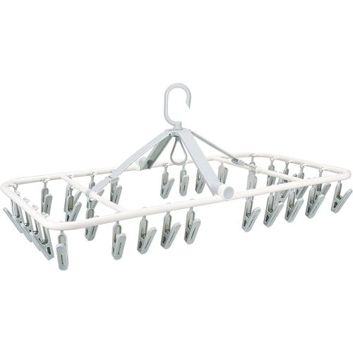 Plastic PP Drying Hanger, Anti-Rusty Drying Rack for Clothes, Socks, Lingeries, Delicates, Drying Hanger with 32 Clips for Baby Clothes, Towels