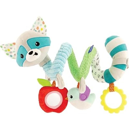 Infantino Spiral Activity Toy - Textured Play Activity Toy for Sensory Exploration and Engagement, Ages 0 and Up, Blue Raccoon : Toys & Games