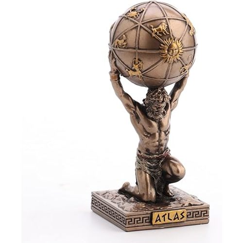 Veronese Design 3 3/4 Inch Atlas Greek Titan Bearer of The Sky Resin Hand Painted Bronze Finish Miniature Figurine