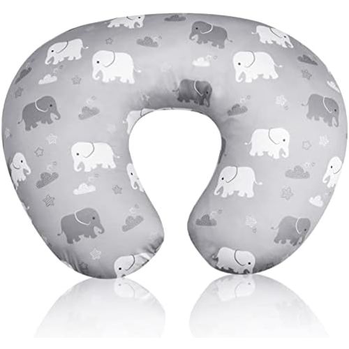 Nursing Pillow Cover, Elephant Breastfeeding Pillow Slipcover for Baby Boys & Girls, Animal Nursing Pillow Case for Newborn, Soft Fabric Fits Snug On Infant, Washable & Breathable (ONLY COVER)