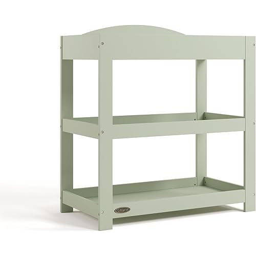 Graco Customizable Changing Table with Water-Resistant Changing Pad (Sage) - Customizable Modern Flat or Classic Arched Headboard, Changing Pad Included