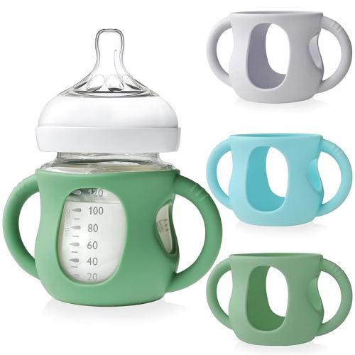 3 Pack Silicone Sleeves for Philips Avent Glass Bottle - Anti Breakage Baby Bottle Holder with Handles for Phillips Avent Glass Bottles 8 oz & 4 oz