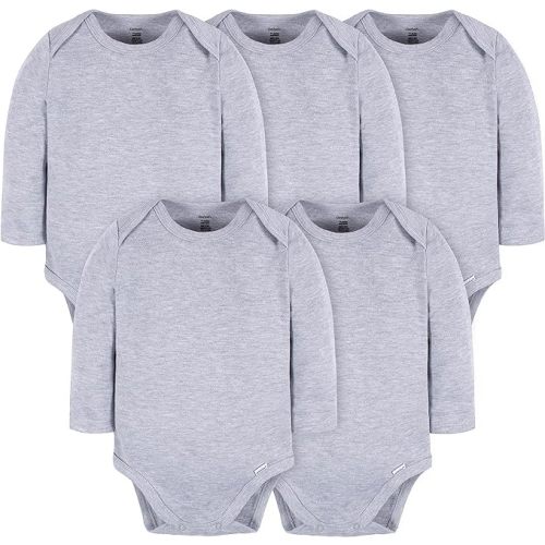Gerber Unisex Baby Long Sleeve Solid Onesies Multi-pack Interlock 180 Gsm