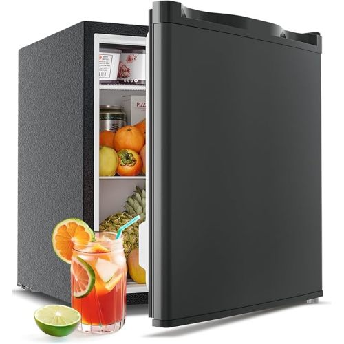 Small Fridge with Freezer - 1.7 Cu.Ft Single Door Mini Fridge with Adjustable Thermostat, Energy Saving, Low Noise, Small Refrigerator for Bedroom, Office, Dorm, Apartment, Classroom - Black