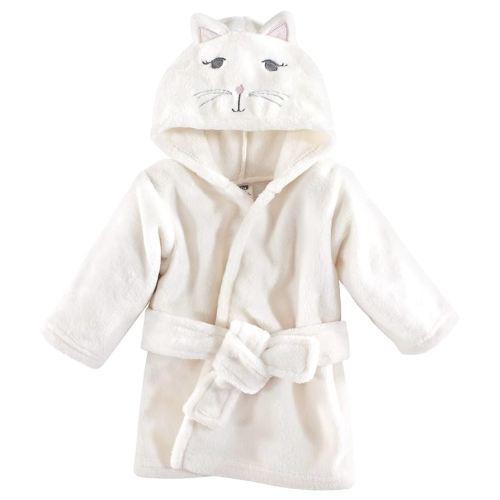Hudson Baby Unisex Baby Plush Animal Face Bathrobe, Kitty, 0-9 Months