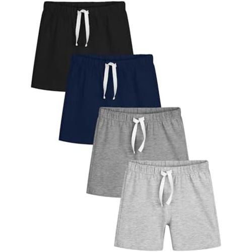 Resinta 4 Pack Baby Boys' Cotton Shorts Toddler Boy Soft Casual Pull-On Shorts Elastic Waist Kids Clothes for Summer