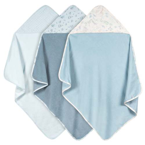 3-Pack Baby Boys Blue Hooded Towels