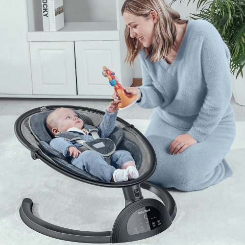 BabyBond Electric Infant Swing with 5 Point Harness Belt for Newborn Baby