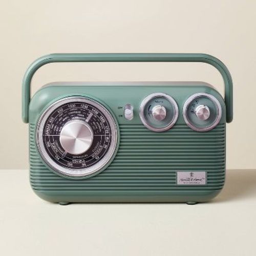 Retro Portable AM/FM Bluetooth Radio Green - Hearth & Hand™ with Magnolia