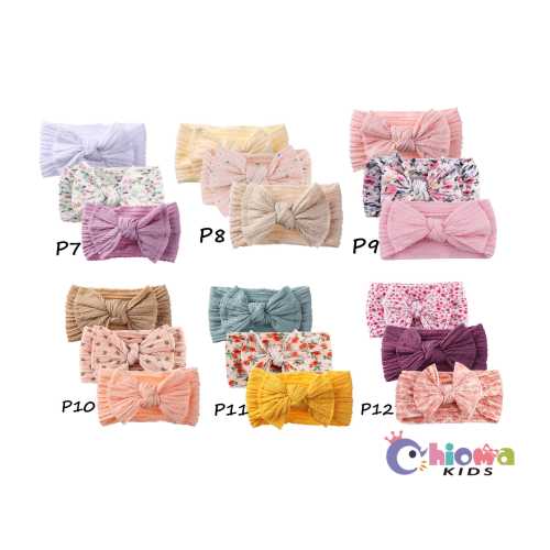 3-PACK NEWBORN Headbands, CABLE Knit Baby Bows, Soft Infant Headwraps, Toddler Knot hairbands, Baby Girl Wide Nylon Bows, Baby Shower Gifts