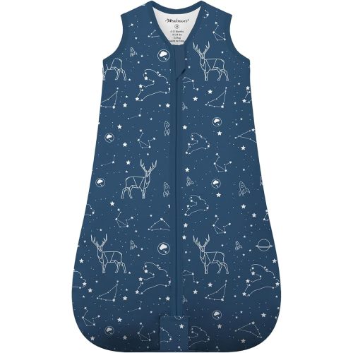 Mosebears – Gigoteuse en coton TOG 2,5 pour bébé - Couverture d’hiver portable avec fermeture à glissière bidirectionnelle, unisexe (motif animaux blancs, 0-6 mois)