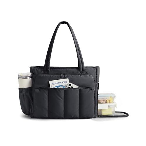 BAGSMART Tote Bag for Women, Teacher Tote with Insulated Compartment, Large Puffer Work Tote Handbags for Work