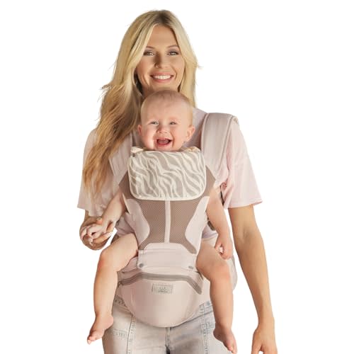 MOMTORY StowNGO Pro Baby Carrier, Safety-Certified 6-in-1 Ultra Storage Baby Carrier Newborn to Toddler, Front & Back Baby Holder Carrier with Hip Seat, Soft Pink