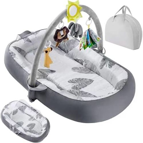 Portable Baby Nest for Travel,Breathable&Comfortable 100% Cotton Infant Support Cushion, Baby Nest 0-24 Months Machine-Washable Newborn Support Cushion Newborn Essentials | Infant Activity Center