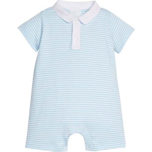 Peter Pan Polo Romper, Sky Stripe - Little English | Maisonette