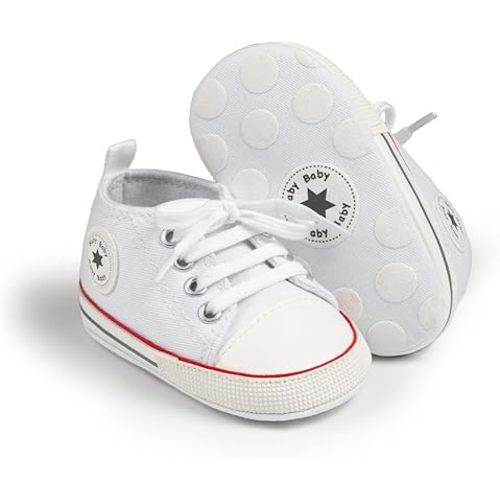 Unisex Baby Boy Girl Canvas Sneaker Soft Sole Infant Lace up Newborn Ankle Toddler First Walkers Crib Shoes