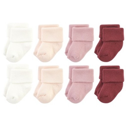 Hudson Baby Infant Girl Cotton Rich Newborn and Terry Socks, Solid Blush Pink, 6-12 Months