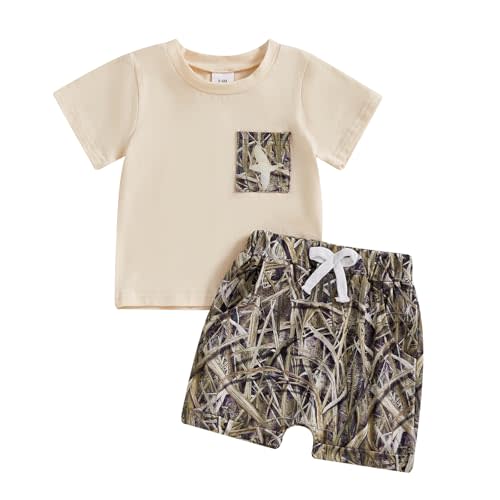 DNOMAID YZARC Toddler Baby Boy Hunting Outfits Duck Jungle Camo Short Sleeve T Shirt Shorts Set Casual Summer Clothes 2Pcs