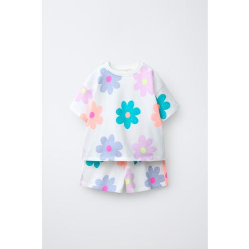 FLORAL T-SHIRT AND BERMUDA SET - Light ecru | ZARA United States