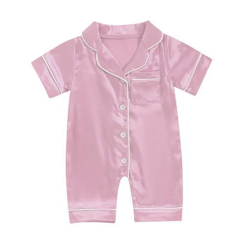 Quealent Baby Girl Boy Pajamas Button Down Romper Jumpsuit Short Sleeve Nightgown Sleepwear One-Piece Summer Pjs (Light Pink, 0-3 Months)