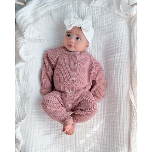 Button Knit Jumpsuit - Vintage Rose l Pine Kids & Co – Pine Kids Co
