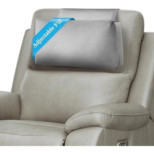 Recliner Headrest Pillow, Adjustable Comfort Neck & Head Support Pillow, Soft Velvet Non-Slip Headrest for Pain Relief & Relaxation, Ideal for Recliner, Couch, Chair, Sofa