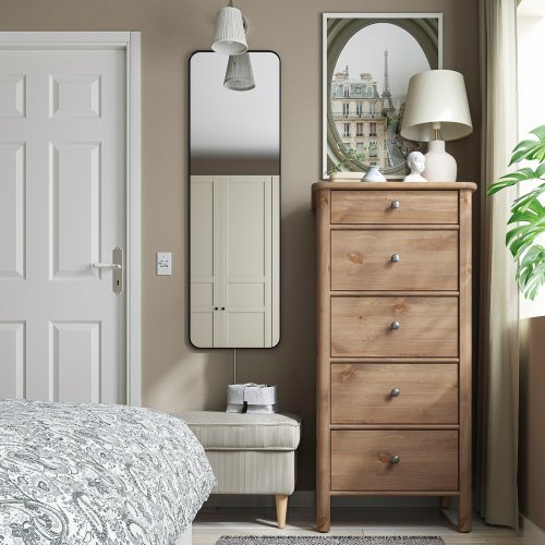 STOREMOLLA 5-drawer dresser - gray-brown stained 24 3/4x19 5/8x51 5/8 "
