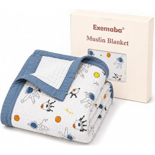 Muslin Cotton Baby Blanket, 6-Layer, Lucky Clover, 42"x43" | Oversize, Newborn Swaddle Receiving Blanket, Infant Crib Stroller Nursery Quilt, Toddler Kids Bath Towel