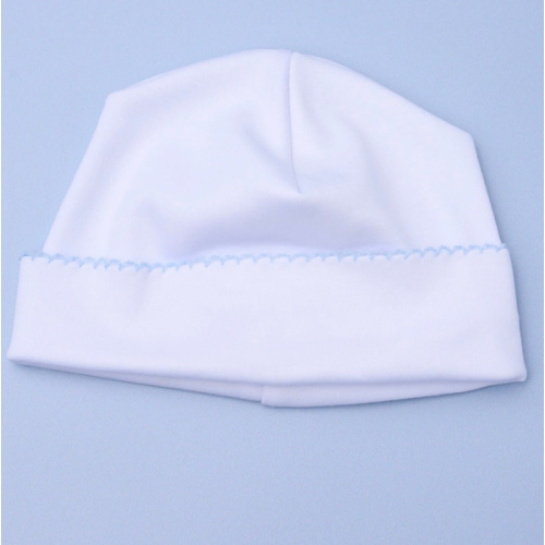 Magnolia Baby Boy Essentials White Hat with Blue Trim