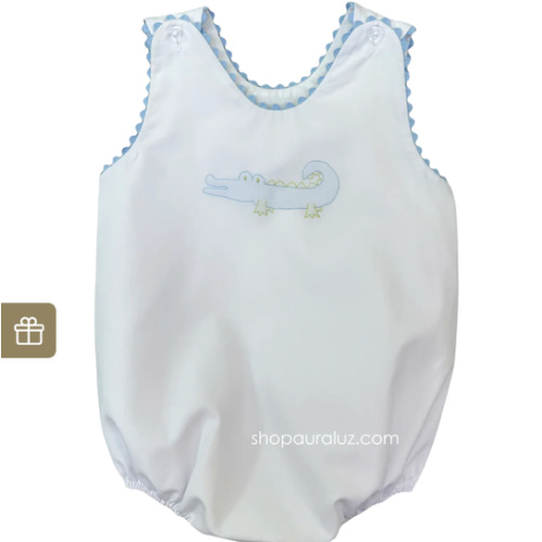 White/Blue Alligator Sleeveless Bubble