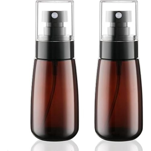 Travel Spray Bottle 2oz/60ml 2 Pack TSA Approved Fine Mist Spray Bottles Refillable Cosmetic Leak Proof Travel Size Spray Bottle for Hair Perfumes Skincare Water Face Sprayer(Brown)
