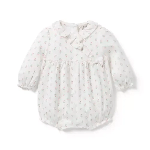 Baby Jet Ivory Floral Baby Floral Pointelle Ruffle Romper by Janie and Jack
