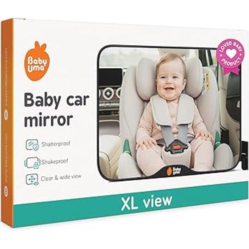 Baby Uma Baby Car Mirror – Shatterproof Backseat Accessory for Rear Facing Infant, Clear Wide View Design for Safe Travel Monitoring