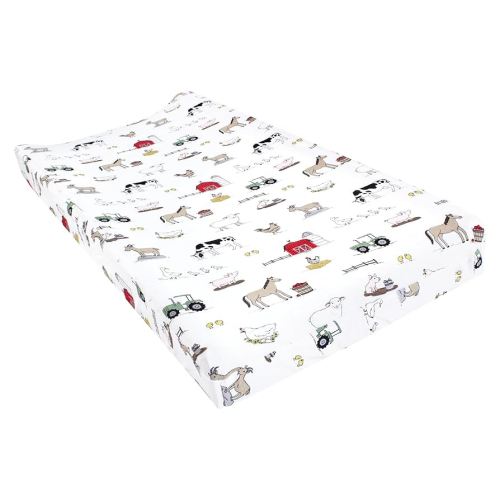 Hudson Baby Unisex Baby Cotton Changing Pad Cover, Farm, One Size