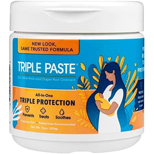 Triple Paste Diaper Rash Cream, Hypoallergenic Medicated Ointment for Babies, 16 oz