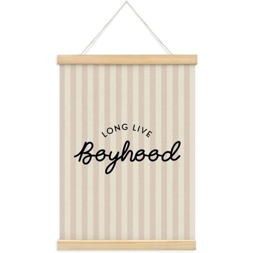 ETYZE Long Live Boyhood Wall Art Decor for Kids Boys Nursery Toddler Room Bedroom Playroom, Vintage Kid Boy Room Decor Canvas Wall Art Cavas Hanger Frame, 12x16 Inch