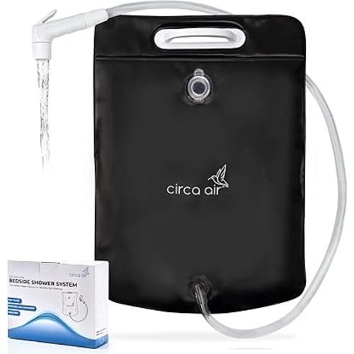 CIRCA AIR Portable Shower Bag to Wash Hair in Bed, FSA/HSA Eligible, Elderly Hair Washing Aids for Disabled, Handicap Hair Washing Basin for Bedridden Hair Washing Accessory (Black)