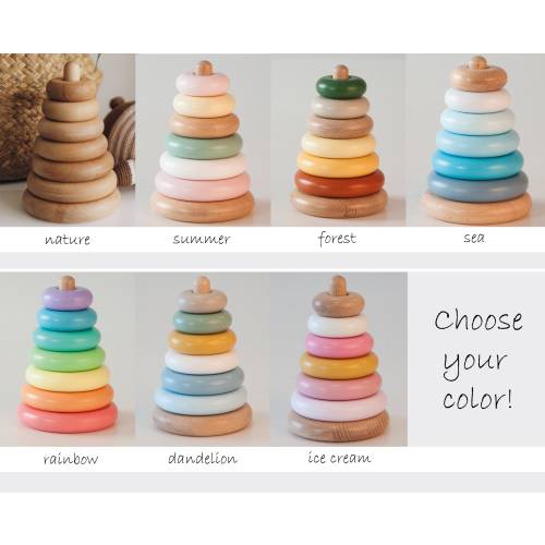 Natural wooden shape sorter, wooden shape puzzle, toys for 1-year-old, pyramid stacking toy
