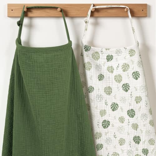 2-Pack Muslin Nursing Cover for Breastfeeding with Arch Neckline