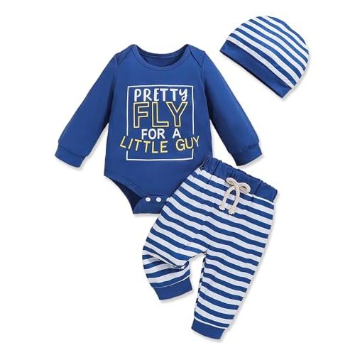 Doresbebe Newborn Baby Boy Clothes Boy Outfit Infant Romper Winter Fall Long Sleeves Pants Set Hat 3PC