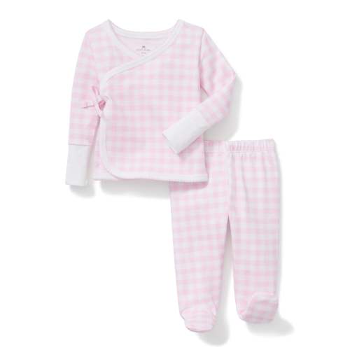 Baby Pima Wrap Set in Pink Gingham