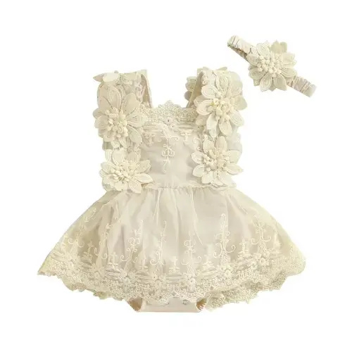 PERSEPHONE Crochet & Lace Romper with Headband