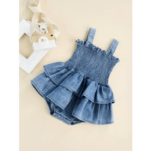 baby girl romper sleeveless suspender pleated design ruffle - Temu