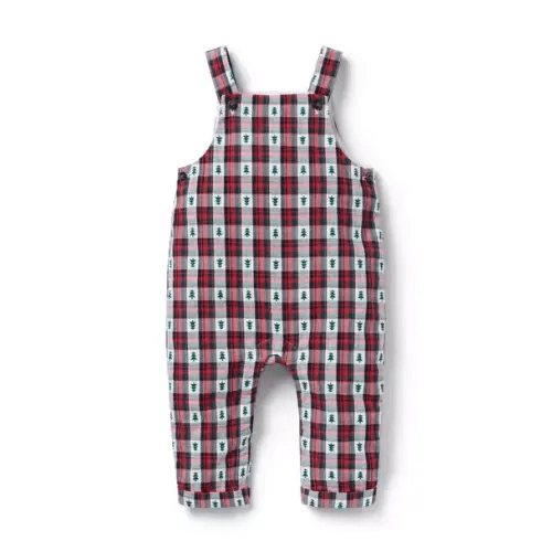 Baby Jet Ivory Tree Tartan The Holiday Tartan Baby Overall by Janie and Jack
