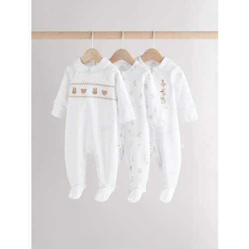 White Sleepsuits 3 Pack (0-2yrs)